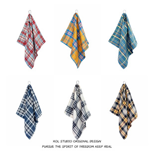 美式复古扎染格纹方巾配饰Breaking街舞滑板腰巾挂饰潮人穿搭神器