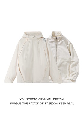 XOL 原创美式山系冲锋衣三合一防风防水两件套可拆卸保暖棉服男女