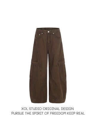 XOL 美式复古解构设计弯刀工装裤男设计感痞帅潮牌宽松阔腿休闲裤