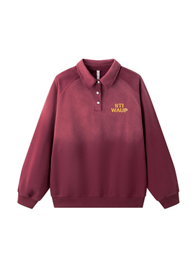 XOL 原创美式字母印花水洗渐变卫衣男秋季无性别潮流长袖POLO衫女