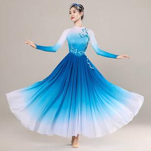 开场舞大摆裙演出服大气绽放连衣裙中国风飘逸现代合唱灯火歌伴舞