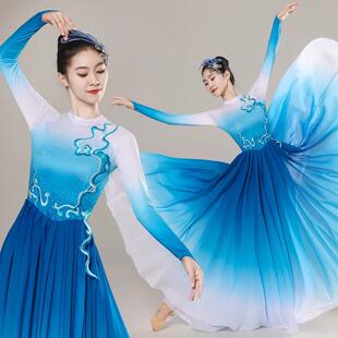开场舞大摆裙演出服大气绽放连衣裙中国风飘逸现代合唱灯火歌伴舞