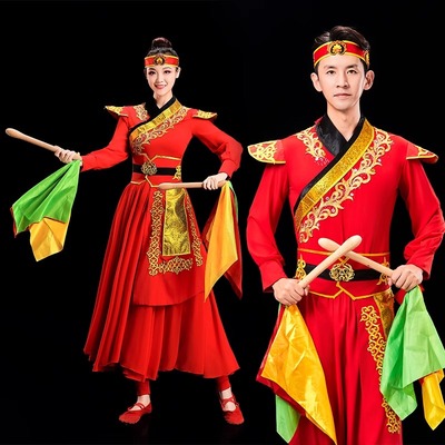 中国风腰鼓表演服套装