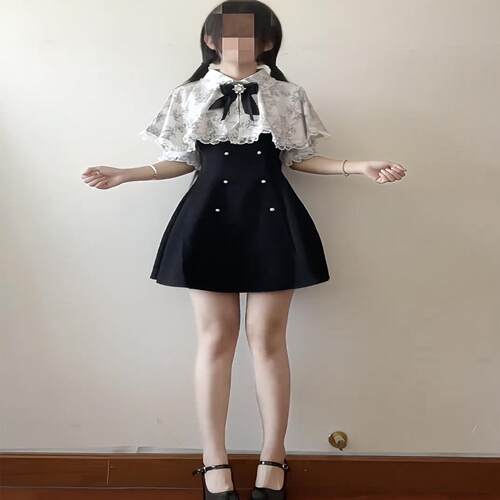 日系Rojita千金既视感量产型设计感气质斗篷连衣裙女夏季