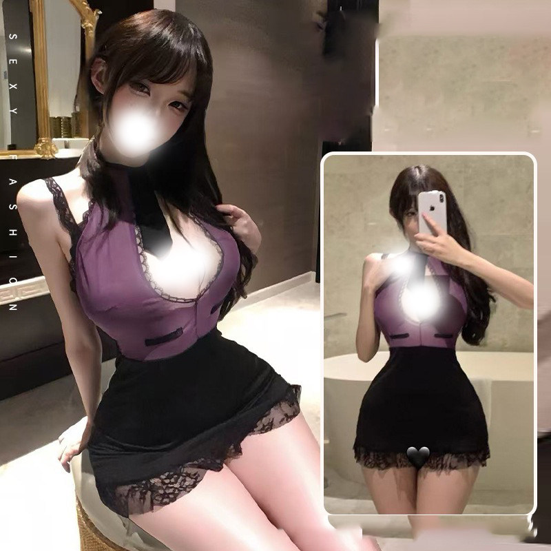 双马尾紫色性感御姐风OL女秘书制服网纱透视情趣味内衣夜店包臀裙