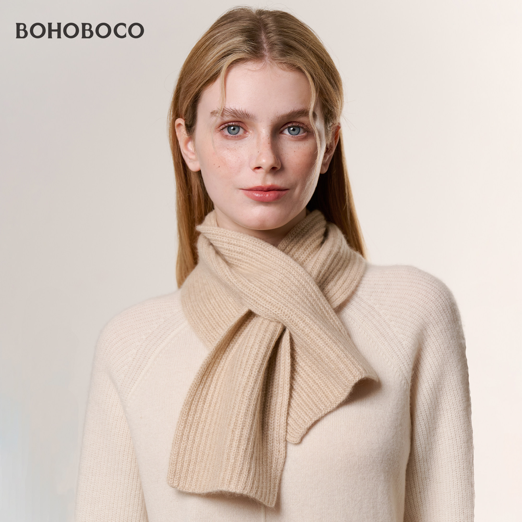 100%纯山羊绒肖围巾女冬保暖加厚