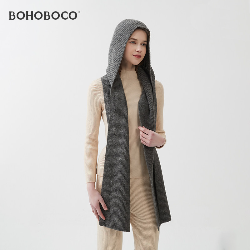 冬季外搭围巾帽子一体