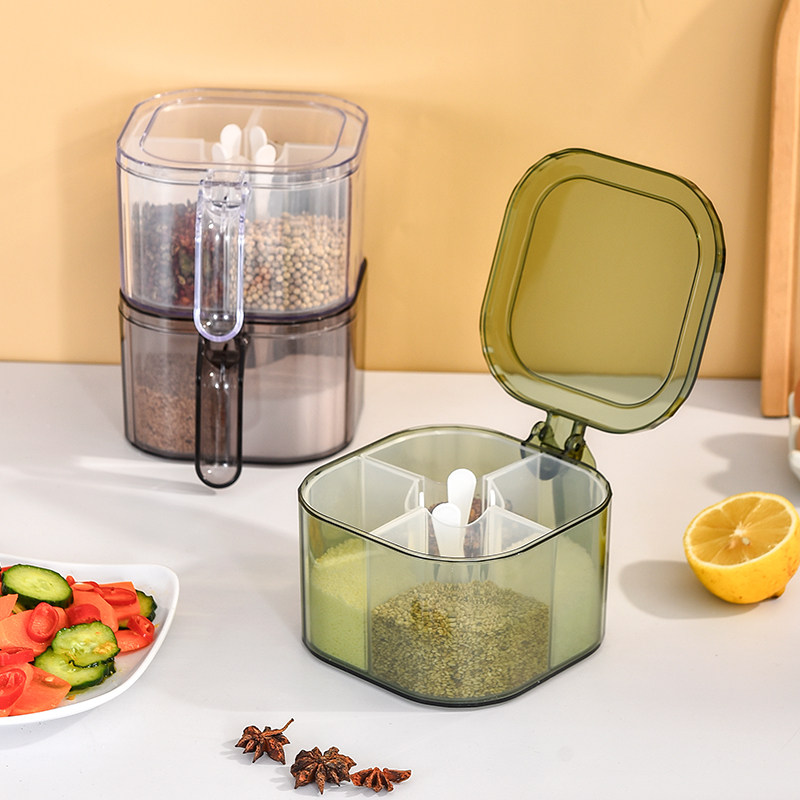 调味盒四格可拆洗带盖勺子