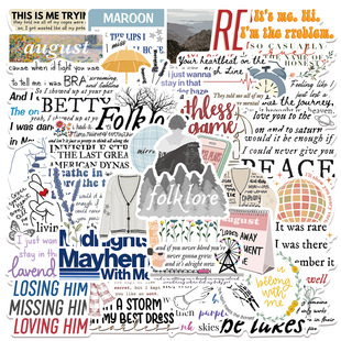 52张泰勒专辑歌词名涂鸦贴纸手机壳背卡diy手账本装饰防水贴画