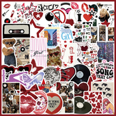 Girls贴纸装 50张Downtown Y2K 饰手帐笔记本行李箱手机背卡防水贴