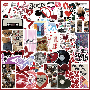 饰手帐笔记本行李箱手机背卡防水贴 Girls贴纸装 50张Downtown Y2K