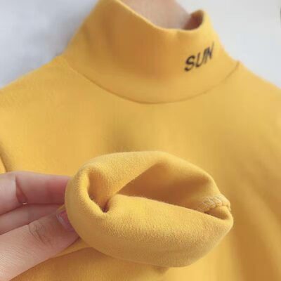 中大男童女童双面磨毛德绒打底衫儿童半高领秋冬德绒打底衫长袖ol