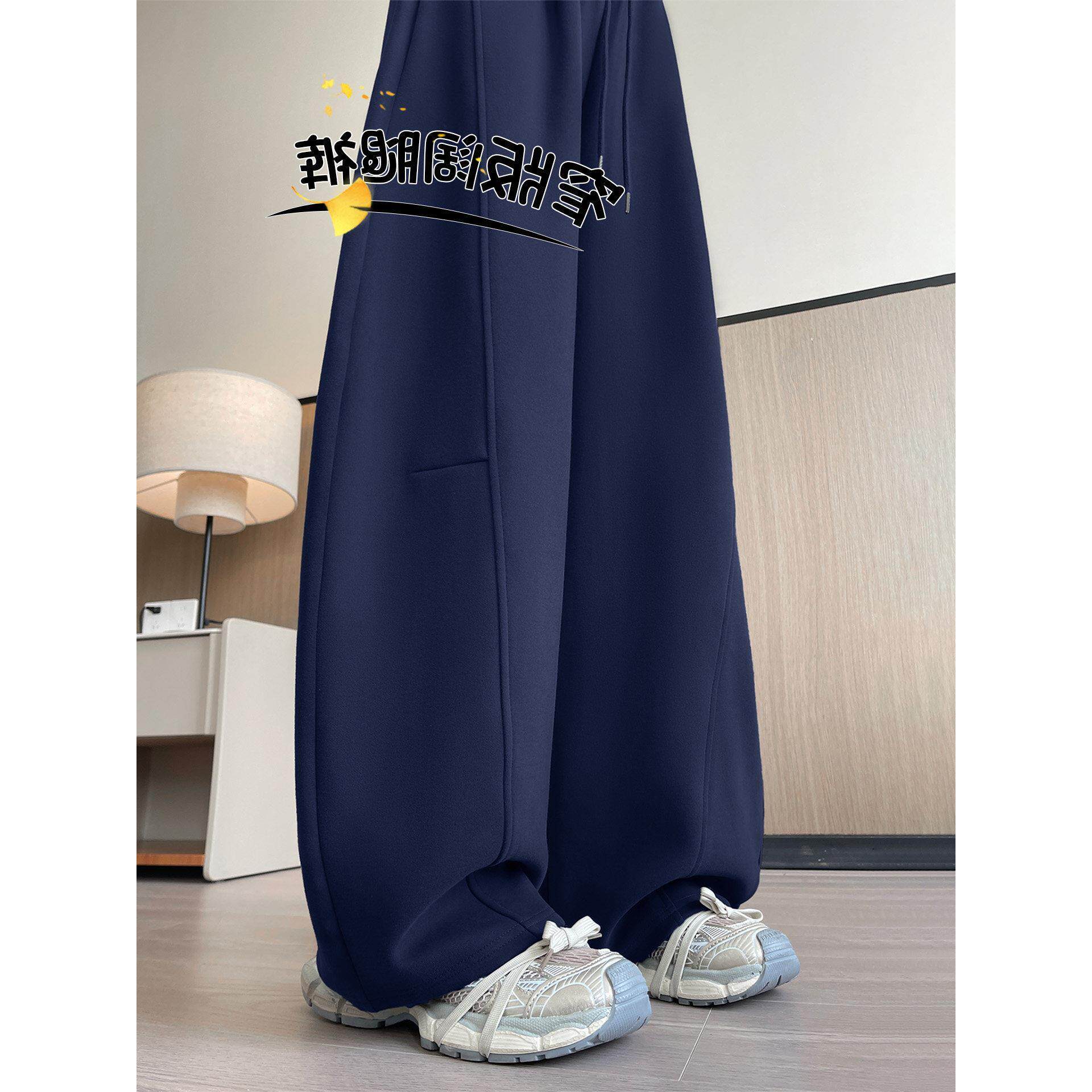 运动裤女2026休闲裤子卫裤大码阔腿裤小个子胖春秋弯刀新款mm直筒