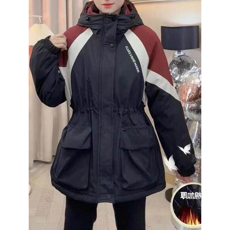 上衣克服新款春季派收腰大码冲锋衣MM外套韩版女2026季夹棉胖宽松