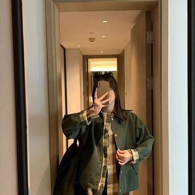 2025春秋季格子外套外套宽松潮流双面上衣休闲翻领夹克防风新款