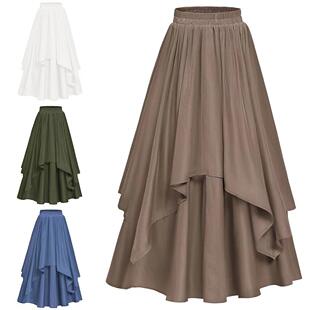 裙子女显瘦纯色欧美MM不规则伞裙字大码 胖200街头假斤两件A半身裙