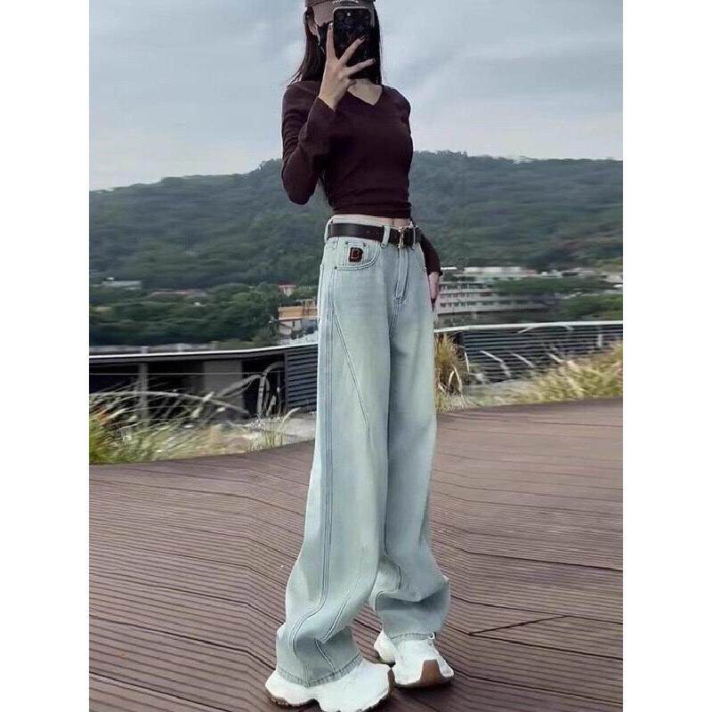 阔腿身材裤子牛仔裤女mm年直筒2026早春显瘦梨型新款大码宽松裤胖