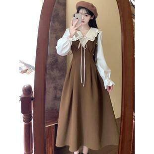 假女大码连衣裙感法式2026高级mm气质显瘦新款春装长裙肚子两件胖