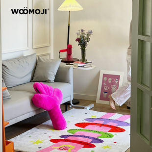 WOOMOJIx橘小珏艺术插画风地毯客厅沙发卧室床边毯可爱ins风脚垫