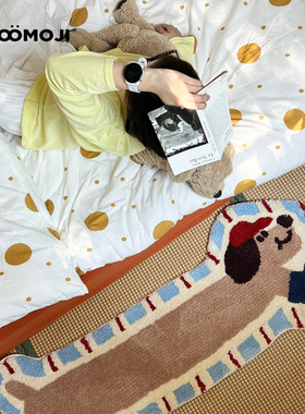 WOOMOJIx画画的焦太狼小狗地毯客厅沙发卧室床边艺术脚垫柔软可爱