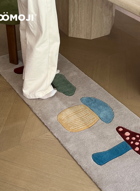 WOOMOJI原创蘑菇地毯客厅沙发卧室床边毯脚地垫手工毯高级感艺术