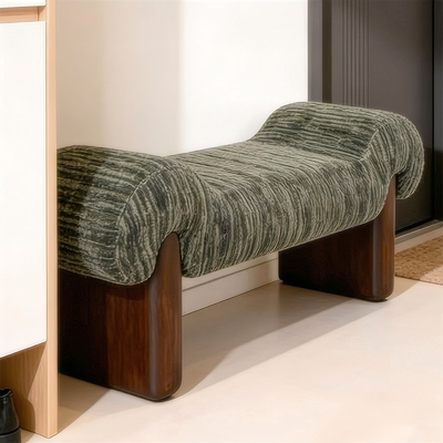 设计师款全实木腿布艺坐垫换鞋凳