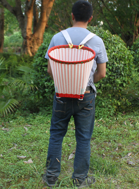 仿竹编背篓塑料双肩白色纯手工采摘家用农用背篼舞蹈道具买菜背筐