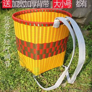 背篓塑料家用买菜藤编背篼农用大小民族风采茶背箩篓篮网红收纳筐