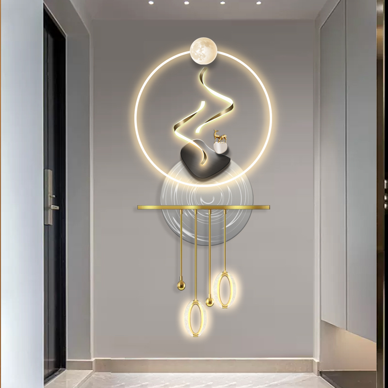 石来运转玄关装饰画现代简约走廊过道尽头壁画高级感led立体挂画