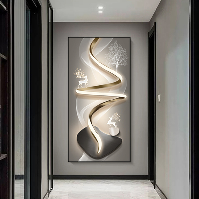 石来运转走廊挂画玄关装饰画过道楼梯进门壁画抽象轻奢现代入门画