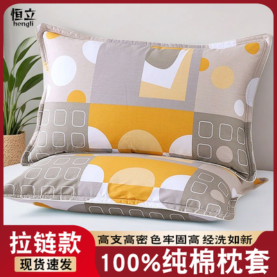 100%全棉枕头套一对装家用48x74cm学生40x60cm带拉链纯棉枕套一个