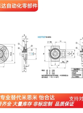 米思米滚珠轴承组件轴承座 HDTKP12 15 17 20 25 30 35 40 45 50