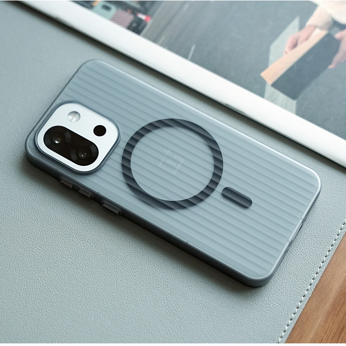 适用一加13t手机壳1+ace5pro新款瓦楞纹磁吸磨砂保护壳全包防摔oneplus15透明简约一加ace6高级感por外壳男女