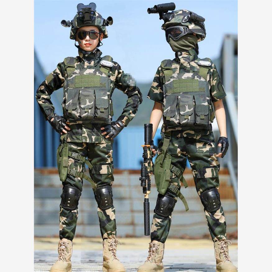 儿童迷彩服套装秋季长西小学生军训服男女童夏令营户外特种兵装备