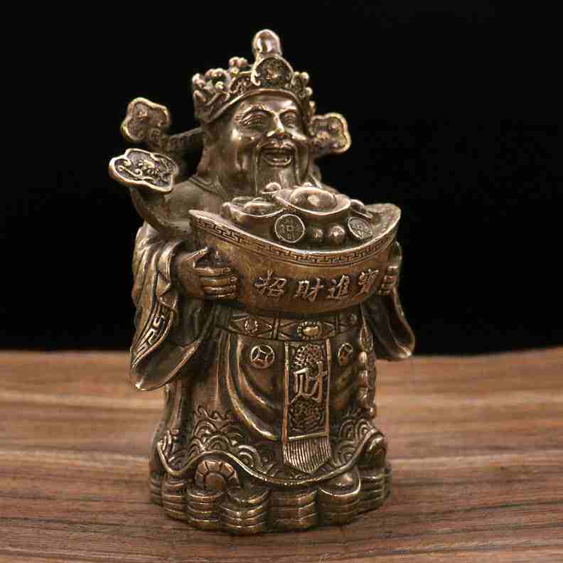 纯铜财神爷摆件佛像文财神像抱元宝财神客厅供奉家用店铺开业礼品