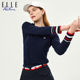 女修身 上衣打底衫 显瘦纯棉内搭 Active高智简约圆领T恤长袖 ELLE