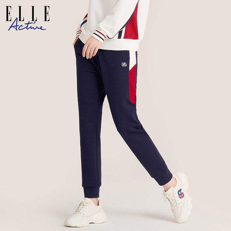 ELLE Active时尚撞色运动裤休闲长裤女2025春秋新款束脚卫裤百搭,女装/女士精品,卫裤,淘宝优惠券,粉丝福利购,淘宝优惠卷