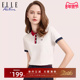 ELLE 上衣 气质短袖 Active户外运动polo衫 花边翻领白色t恤女新款
