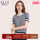 蓝色格纹t恤运动体恤衫 ELLE 上衣女夏季 新款 Active法式 短袖