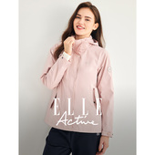 ELLE Active拉链连帽风衣外套女户外防风梭织运动上衣夹克透气