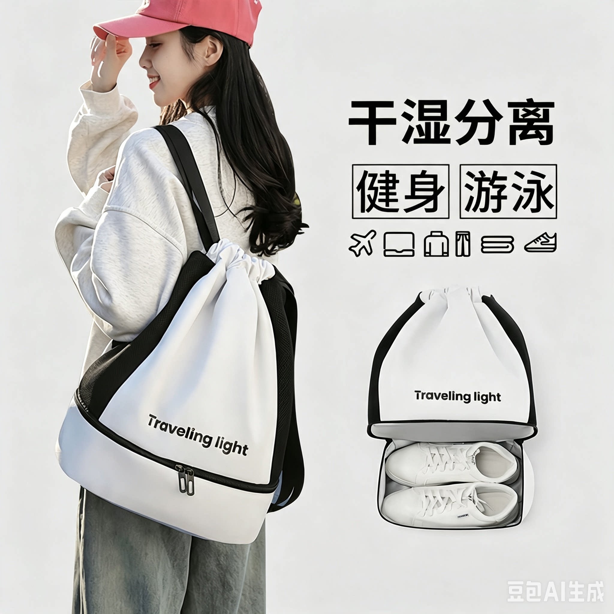 干湿分离防泼水游泳健身双肩包
