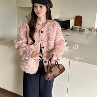 新款环保毛外套仿皮草仿托斯卡纳皮毛一体卷毛中长款羊毛大衣慵懒