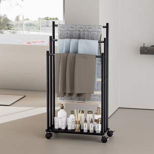 落地多层毛巾架可移动卧室浴巾置物架家用多功能浴室毛巾收纳挂架