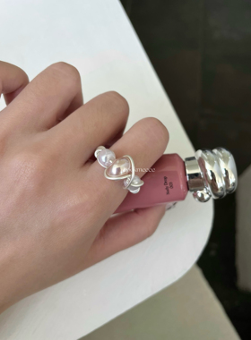 ins冷淡风手工缠绕粉色串珠戒指