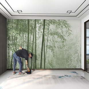 竹林竹子自然田园风景3D立体背景墙纸酒楼饭店壁画茶室定制壁纸