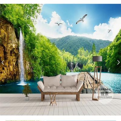 中式3d立体电视背景墙壁纸影视墙