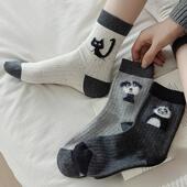猫咪卡通袜子女中筒袜春秋款 日系点子纱植绒ins潮可爱秋冬长筒袜