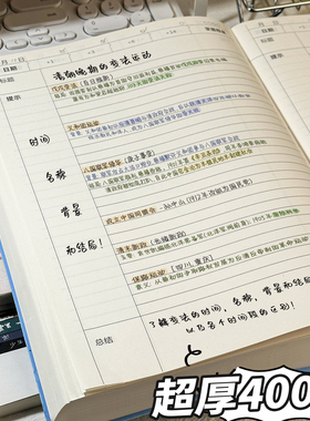 a4超厚400页康奈尔笔记本本子大学生考研专用加厚记事本知识点5r记忆法记录本不硌手学习康奈尔横线本大本子