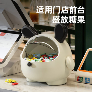 收银台糖果收纳盒塑料透明带盖桌面卡通创意吧台多功能茶包收纳盒