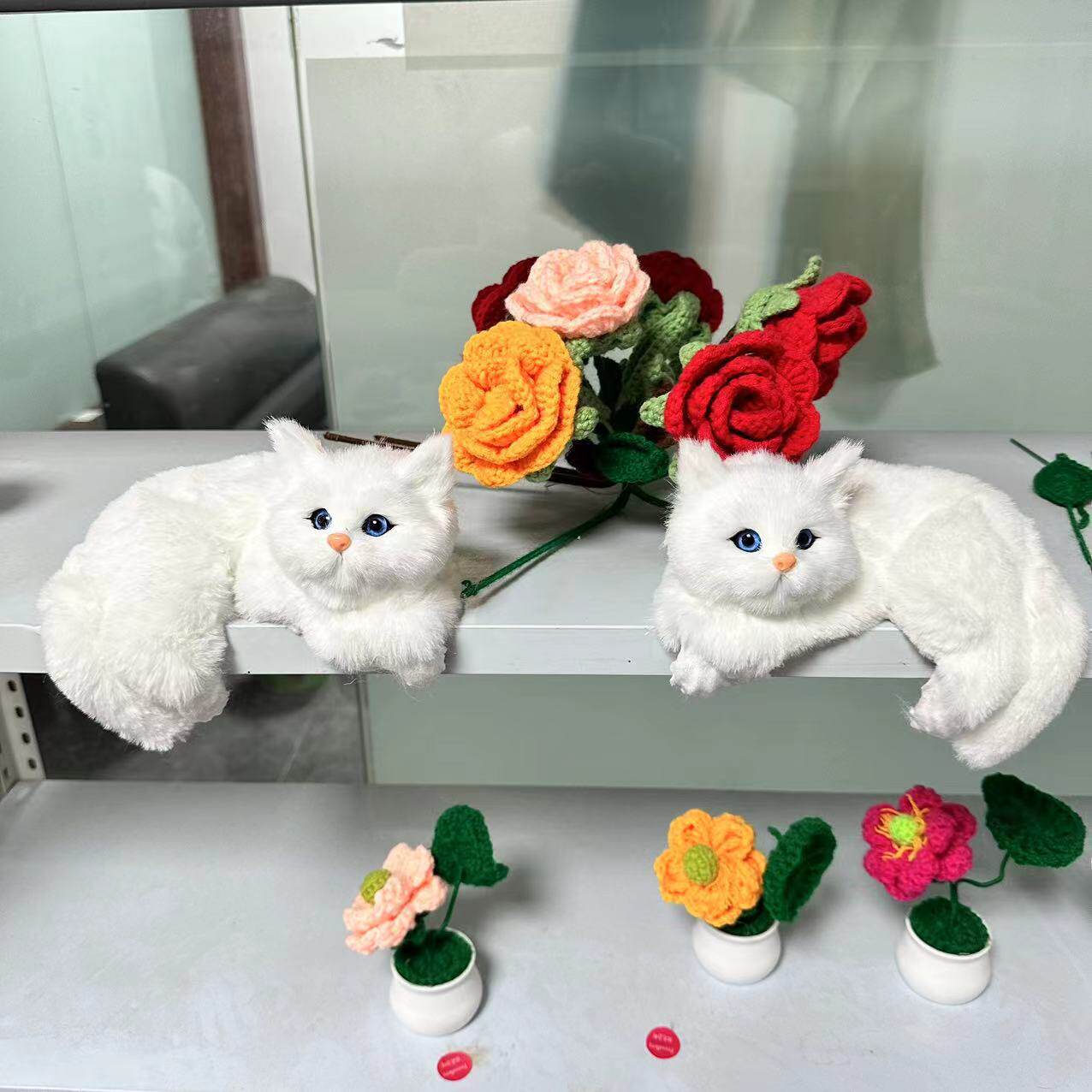 仿真猫宠物家居摆件跨境 结婚礼物手工艺品创意 礼物电视猫挂猫